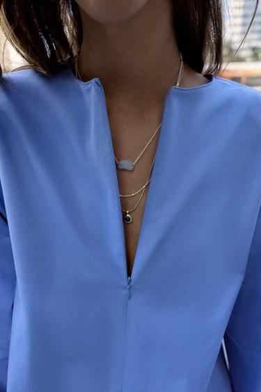 POPLIN BALLOON SLEEVE SHIRT - Light blue by Zara - Image 3