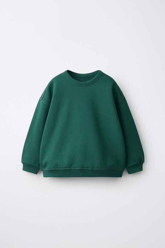 CONTRAST TOPSTITCH SWEATSHIRT - Mid-green by Zara - Image 0