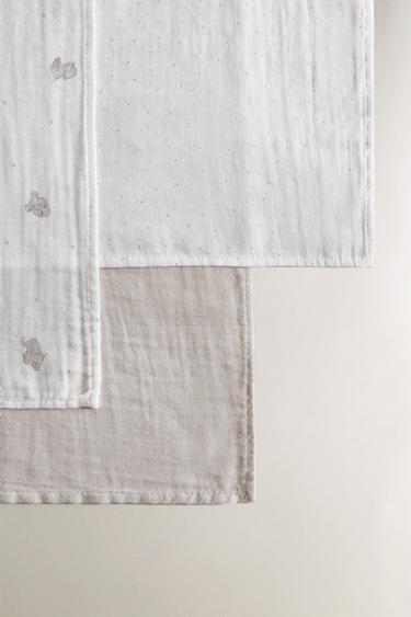LOT LANGES EN MOUSSELINE BÉBÉ ÉLÉPHANTS (LOT DE 3) - Blanc cassé de Zara - Image 3
