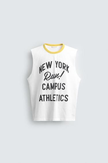 RETRO FOOTBALL PRINT TANK TOP - Oyster-white by Zara