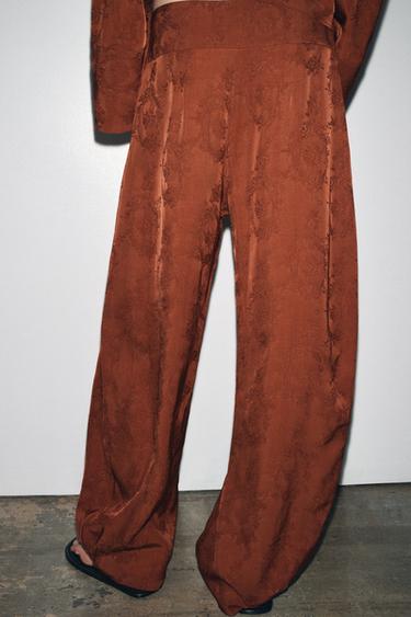 PANTALON JACQUARD ZARA WOMAN COLLECTION - Rouge orangé de Zara - Image 2