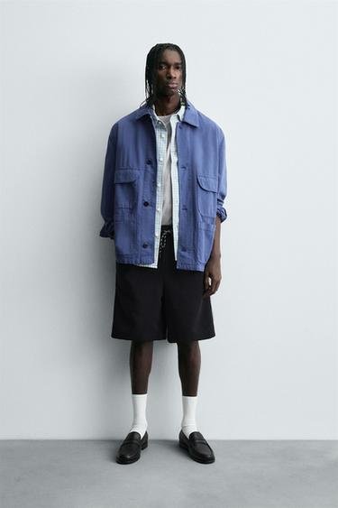 Zara CONTRAST STRIPE SHORTS - Black