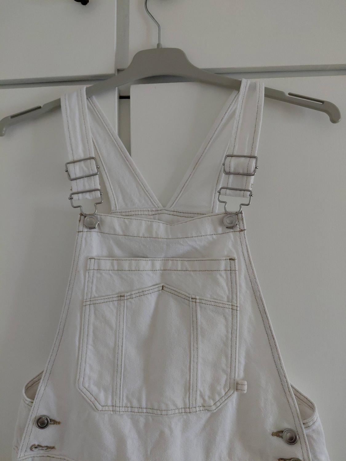 CONTRAST STITCH DENIM PINAFORE DRESS - Image 3