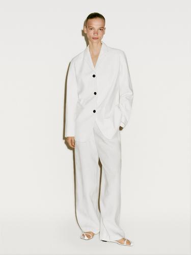 Zara Long suede leather blazer - Limited Edition - White - Image 0