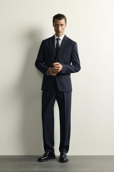 BLAZER DE FATO 100% LÃ - Azul-marinho da Zara