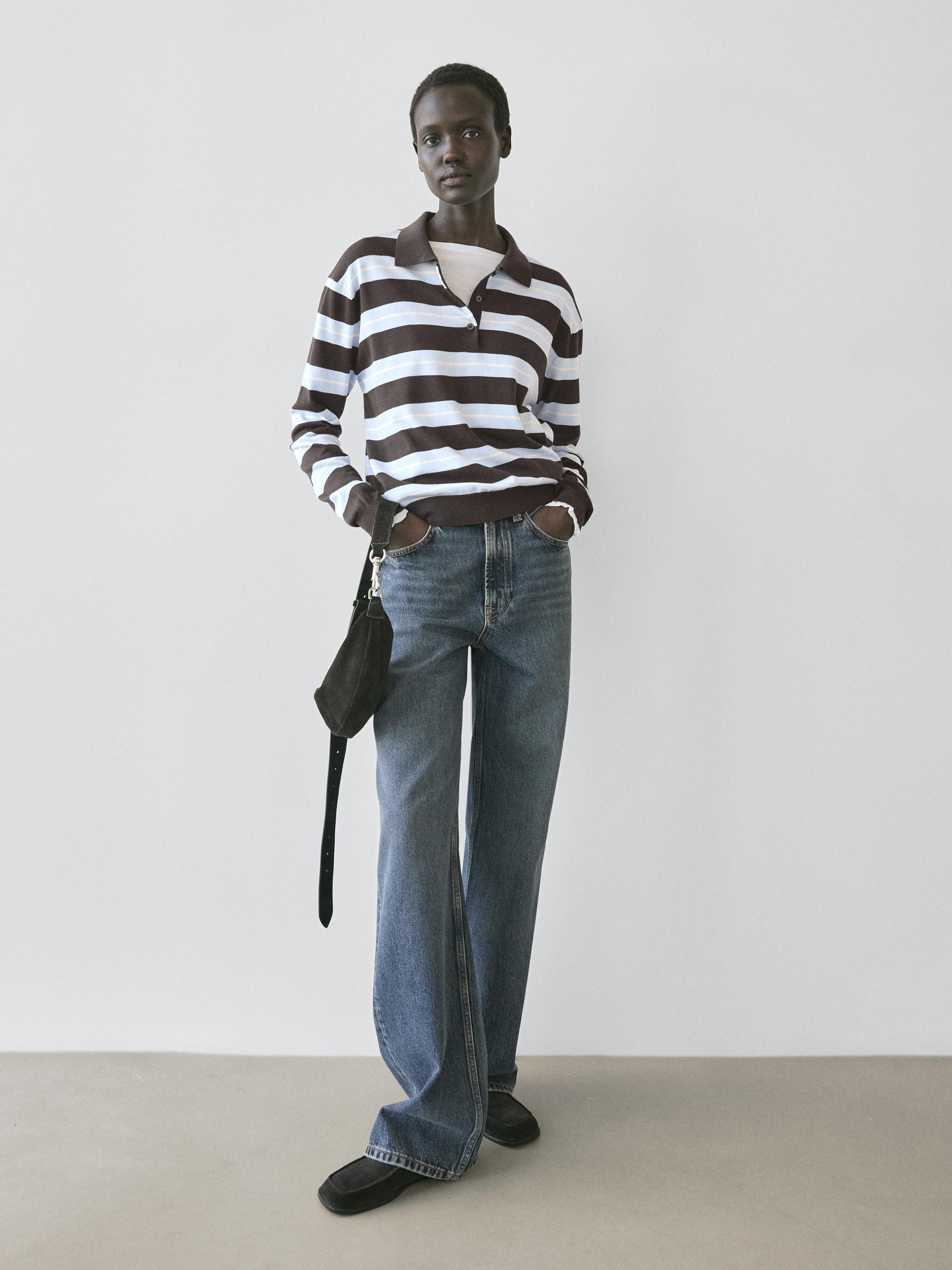 Striped cotton knit sweater