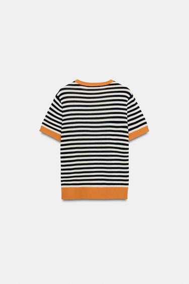STRIPED KNIT TOP - white-orange by Zara - Image 7