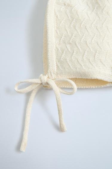 KNIT BONNET WITH SILK - Ecru by Zara - Image 1