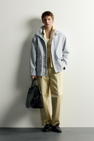 PARKA RELAXED FIT BOSILLOS LAVADA - Azul pastel de Zara - Imagen 0
