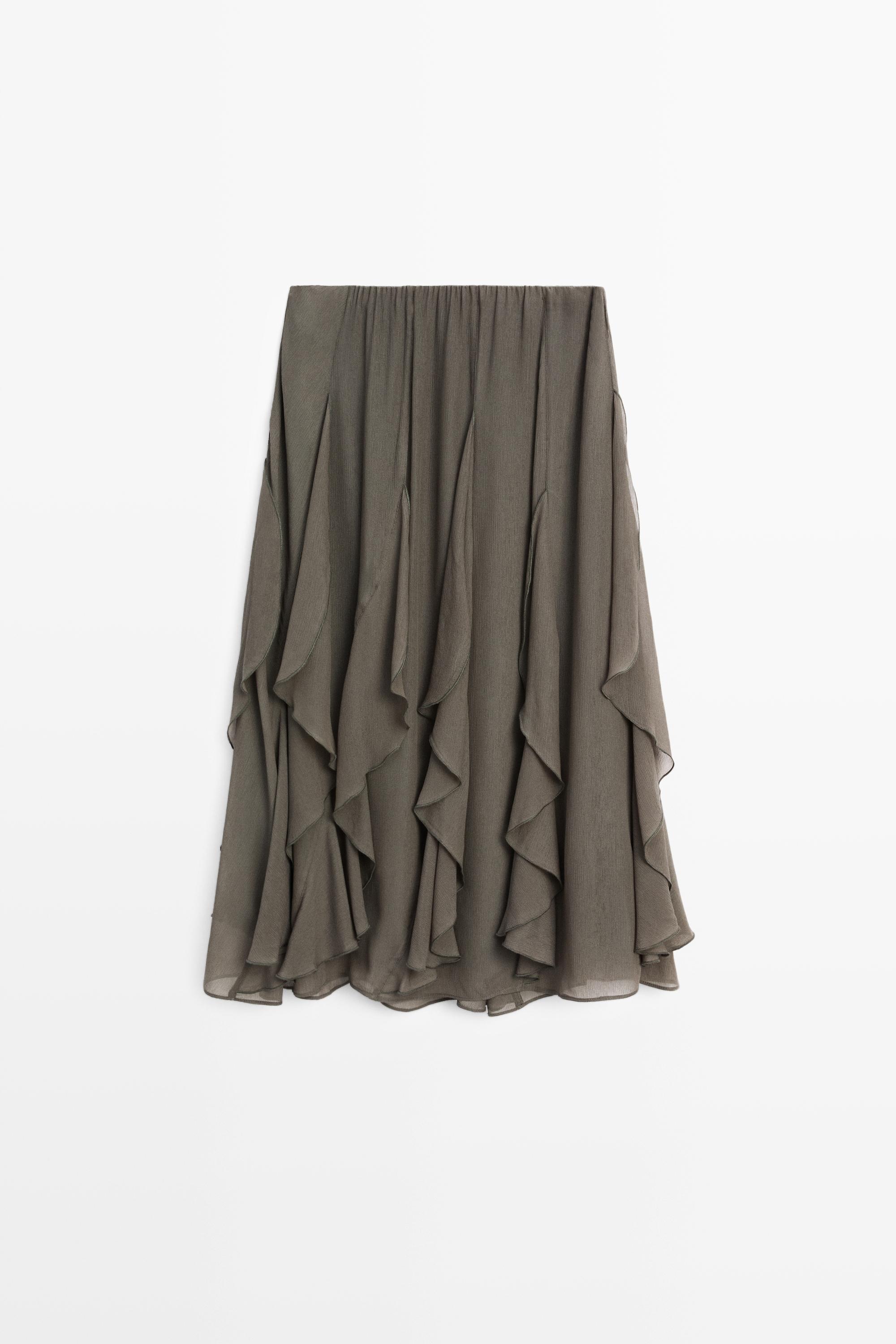 Flowing midi skirt with ruffle detail