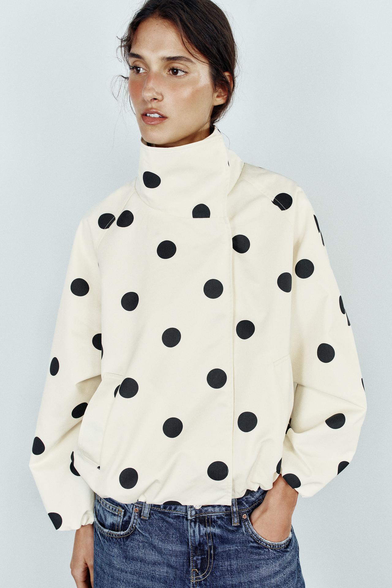 POLKA DOT BOMBER JACKET — White