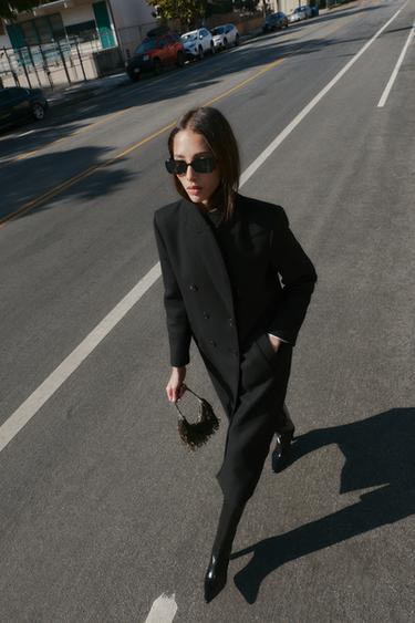 ДЛИННОЕ ДВУБОРТНОЕ ПАЛЬТО — ЧЕРНЫЙ от Zara