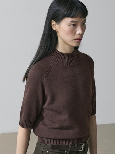 Pull en  coton mélangé - Chocolat de Zara