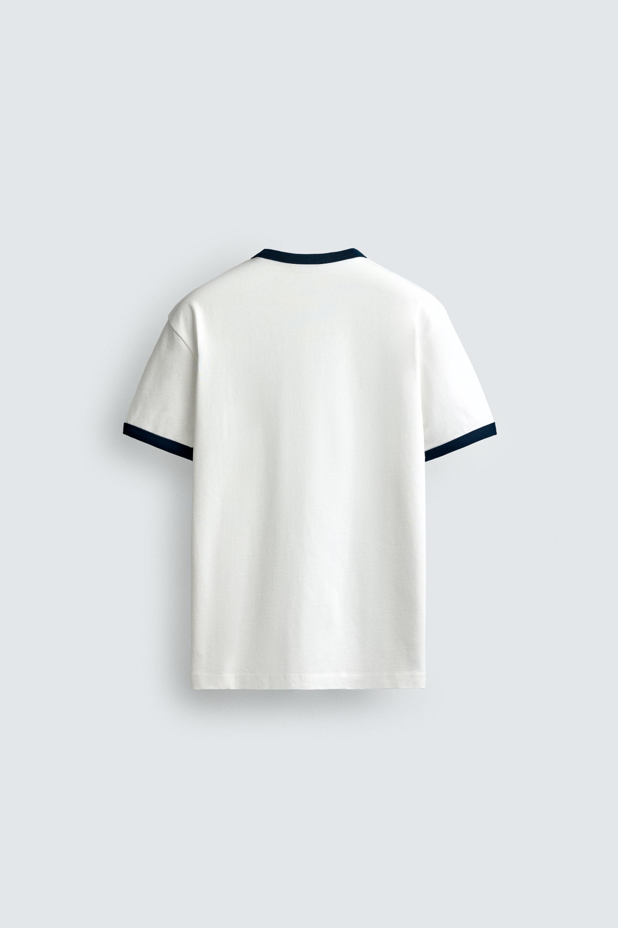 CONTRAST RIB TEXT T-SHIRT