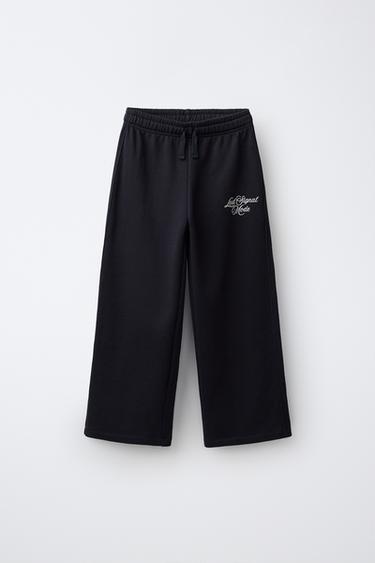 CALÇA PERNA LARGA ESTAMPADA - Azul-marinho da Zara