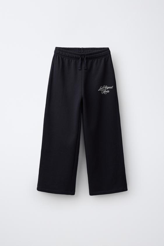 CALÇA PERNA LARGA ESTAMPADA - Azul-marinho da Zara - Imagem 0
