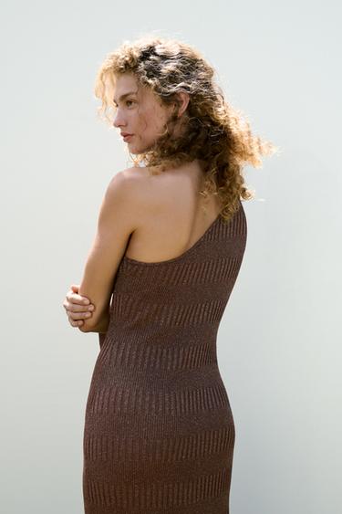 ASYMMETRIC FOULARD MIDI DRESS - Chocolate by Zara - Image 4