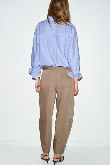 HIGH-WAIST CARGO TROUSERS - camel by Zara - Image 4