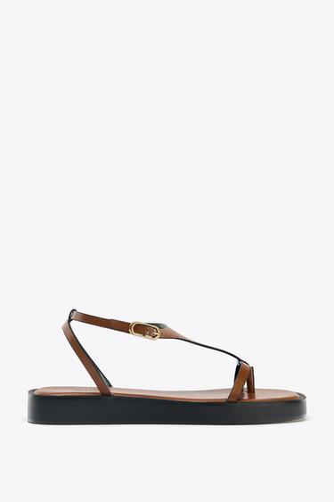 SANDÀLIA PLATAFORMA TIRES - Marró de Zara