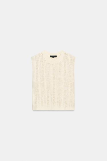 TOP PUNTO CINTAS - Crema de Zara