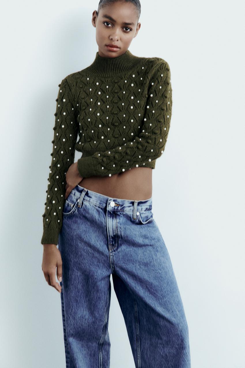 Zara - Ribbed Knit Olive Green on Designer Wardrobe
