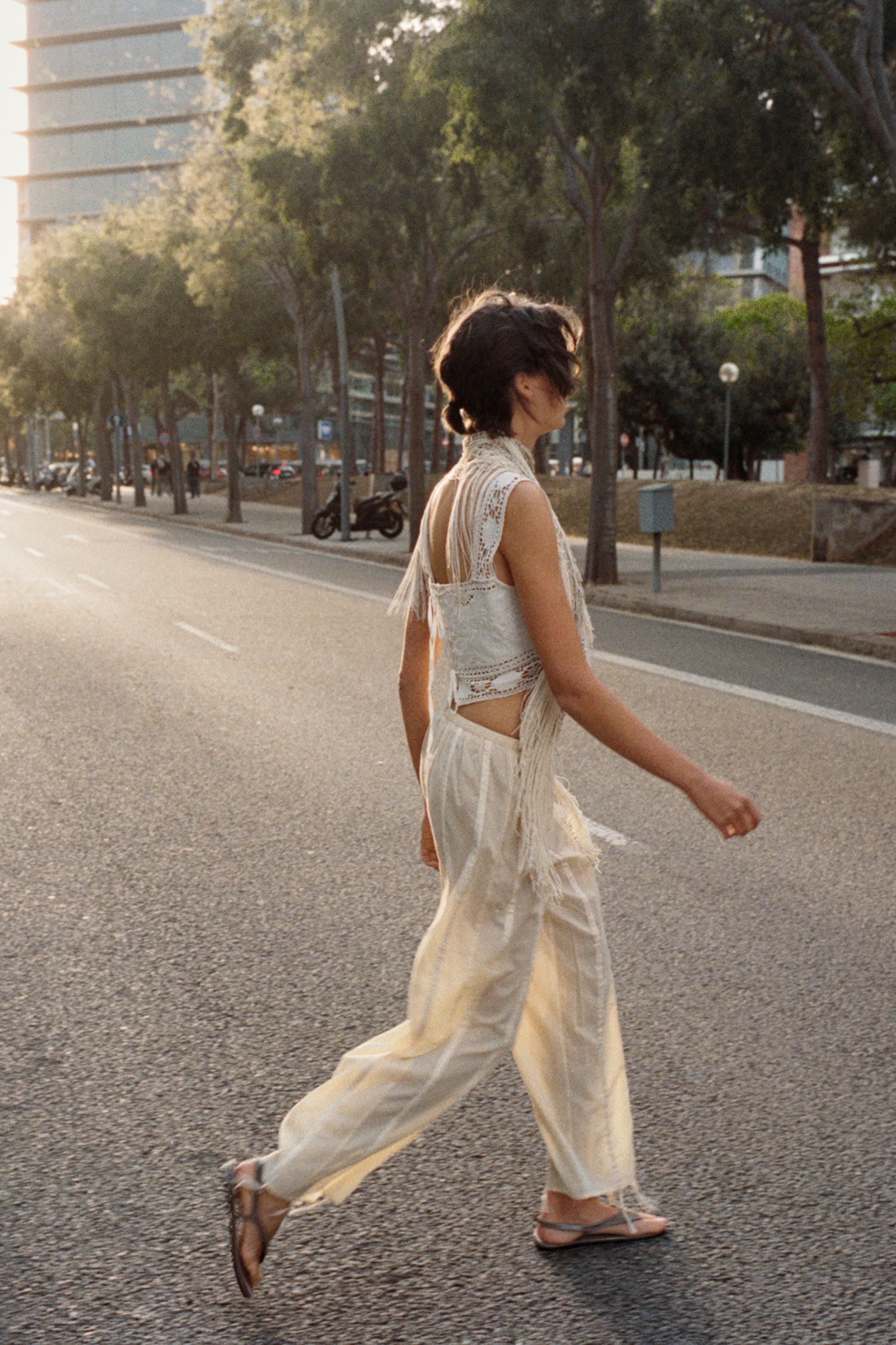 EMBROIDERED LACE TOP - White | ZARA Canada