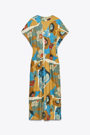 Zara ZW COLLECTION PRINTED MIDI DRESS - Multicolored
