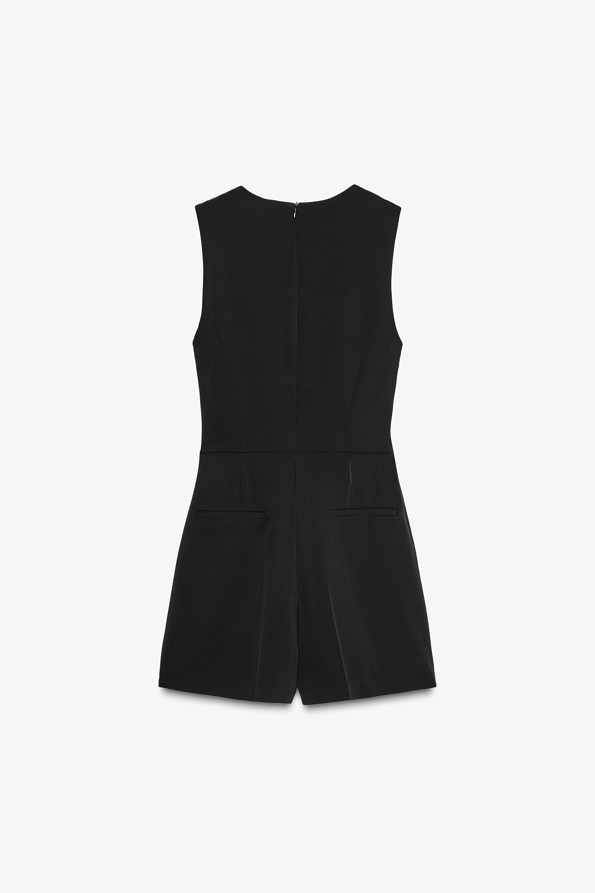 スペイン発送 ZARA ショートジャンプスーツベスト ブラック 新作