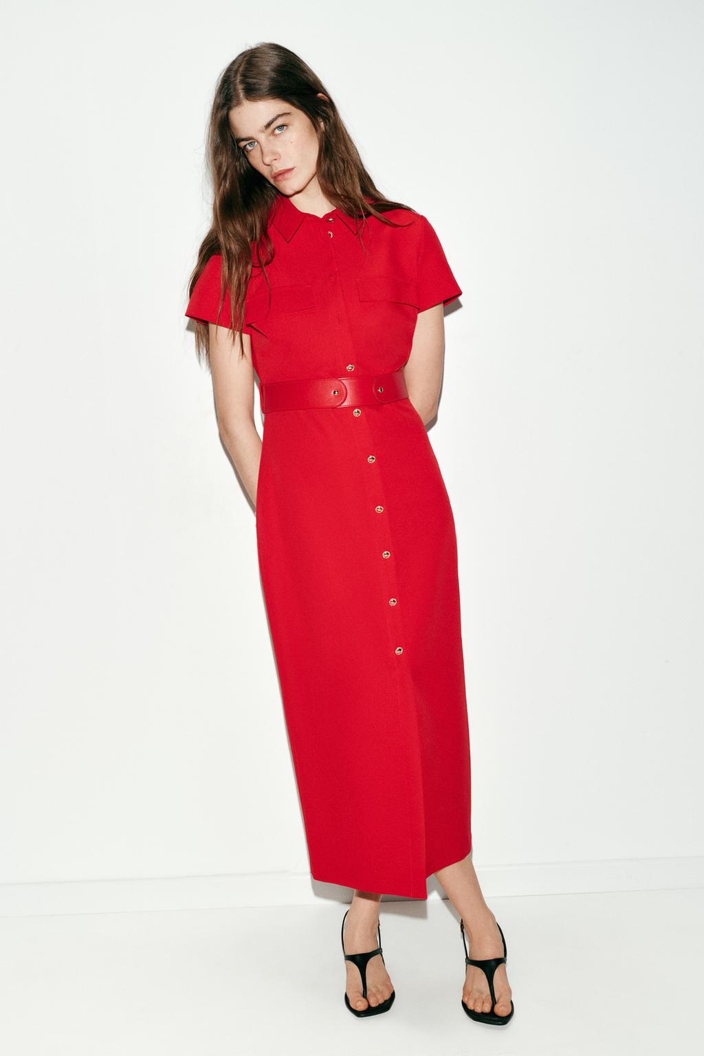 BELTED MIDI DRESS