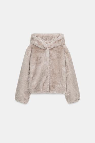 FAUX FUR HOODED JACKET - Mink by Zara - Image 0