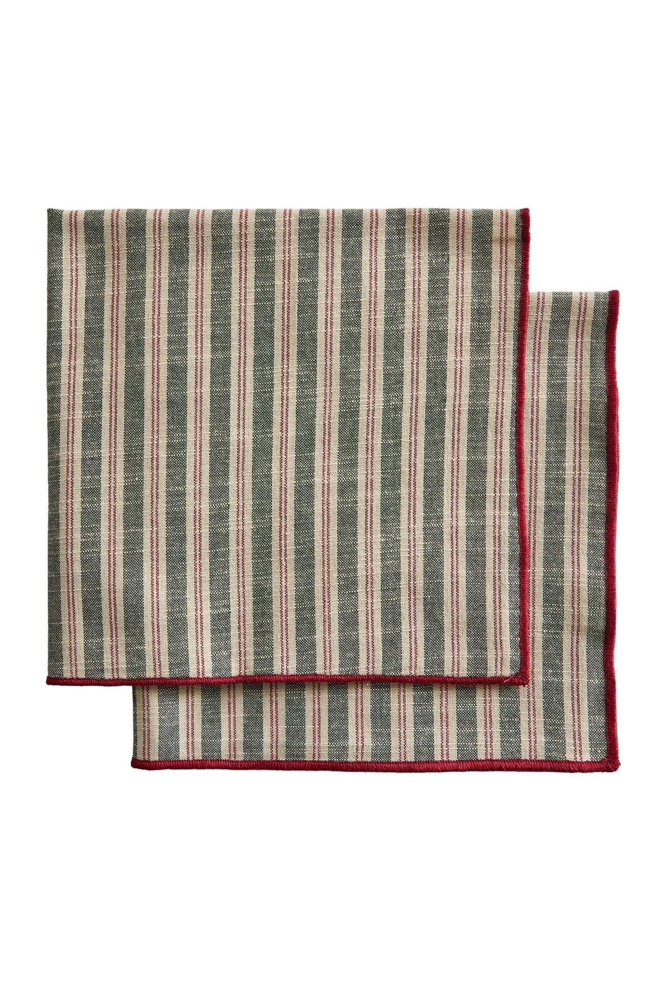 CHRISTMAS STRIPED COTTON NAPKINS (PACK OF 2)