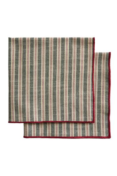 CHRISTMAS STRIPED COTTON NAPKINS (PACK OF 2) - Greens by Zara