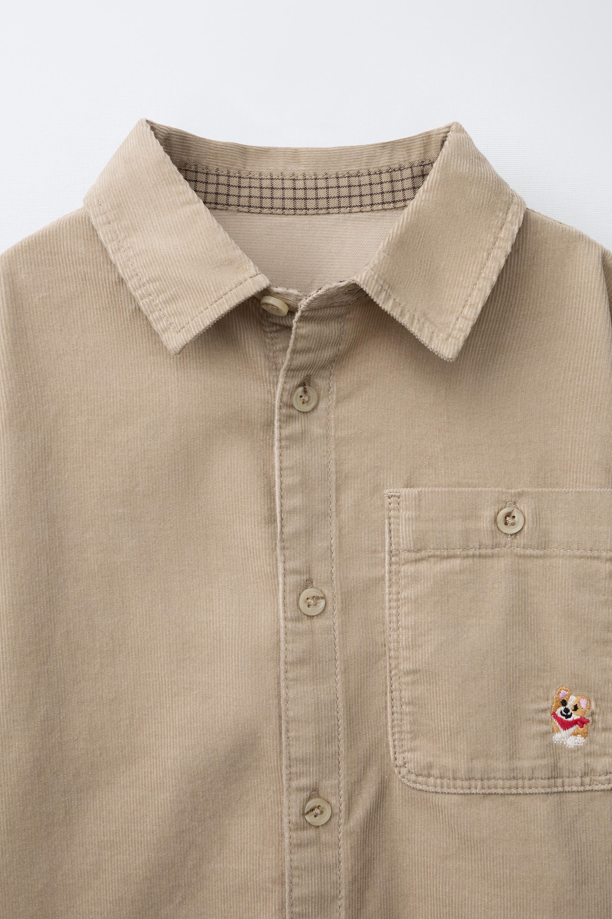 CHEMISE EN VELOURS CÔTELÉ FIN BRODÉ