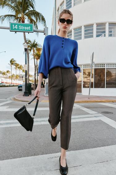 QUẦN CẠP CAO - Màu nâu đậm từ Zara