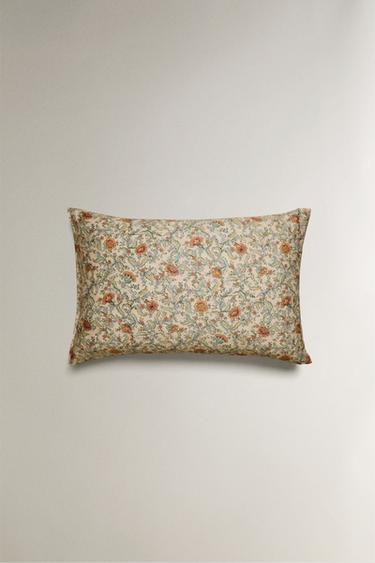 FLORAL PRINT SATEEN PILLOWCASE (300 THREAD COUNT) - Light beige by Zara - Image 3