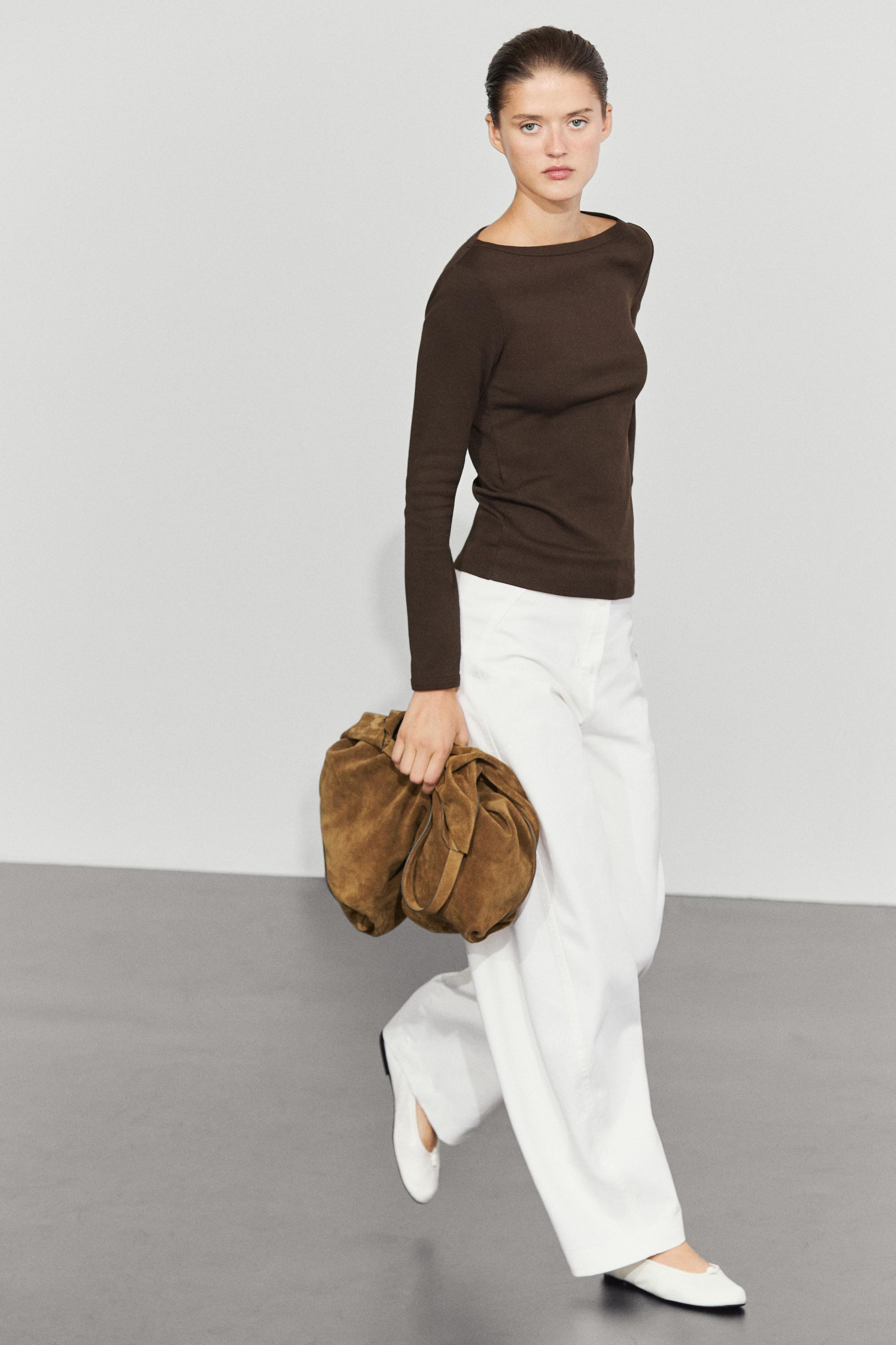 Long Sleeve Boat Neck T-shirt