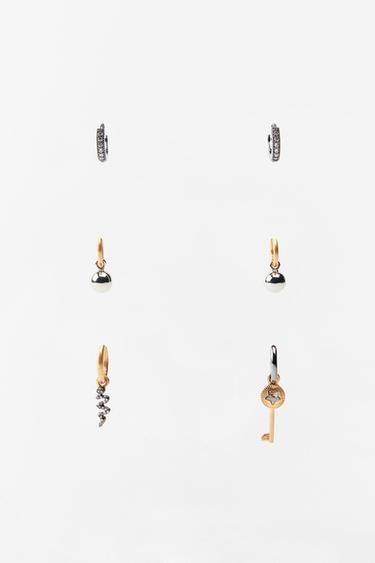 PACK PENDIENTES BRILLOS CHARMS - Oro / Plata de Zara