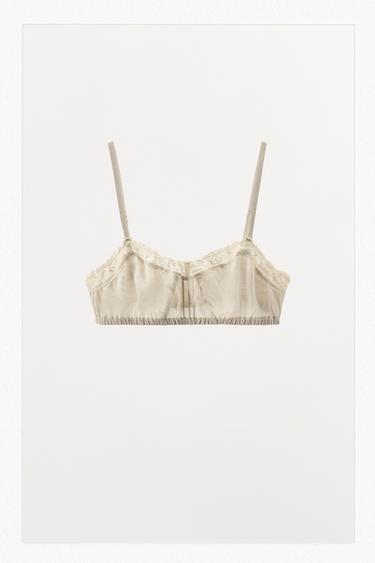 LACE BRALETTE TOP - Grey by Zara