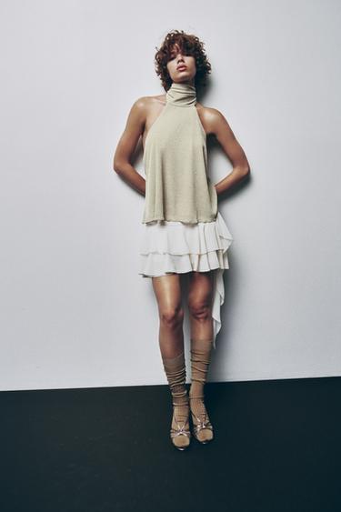 RUFFLED GEORGETTE SKORT - Ecru by Zara - Image 0