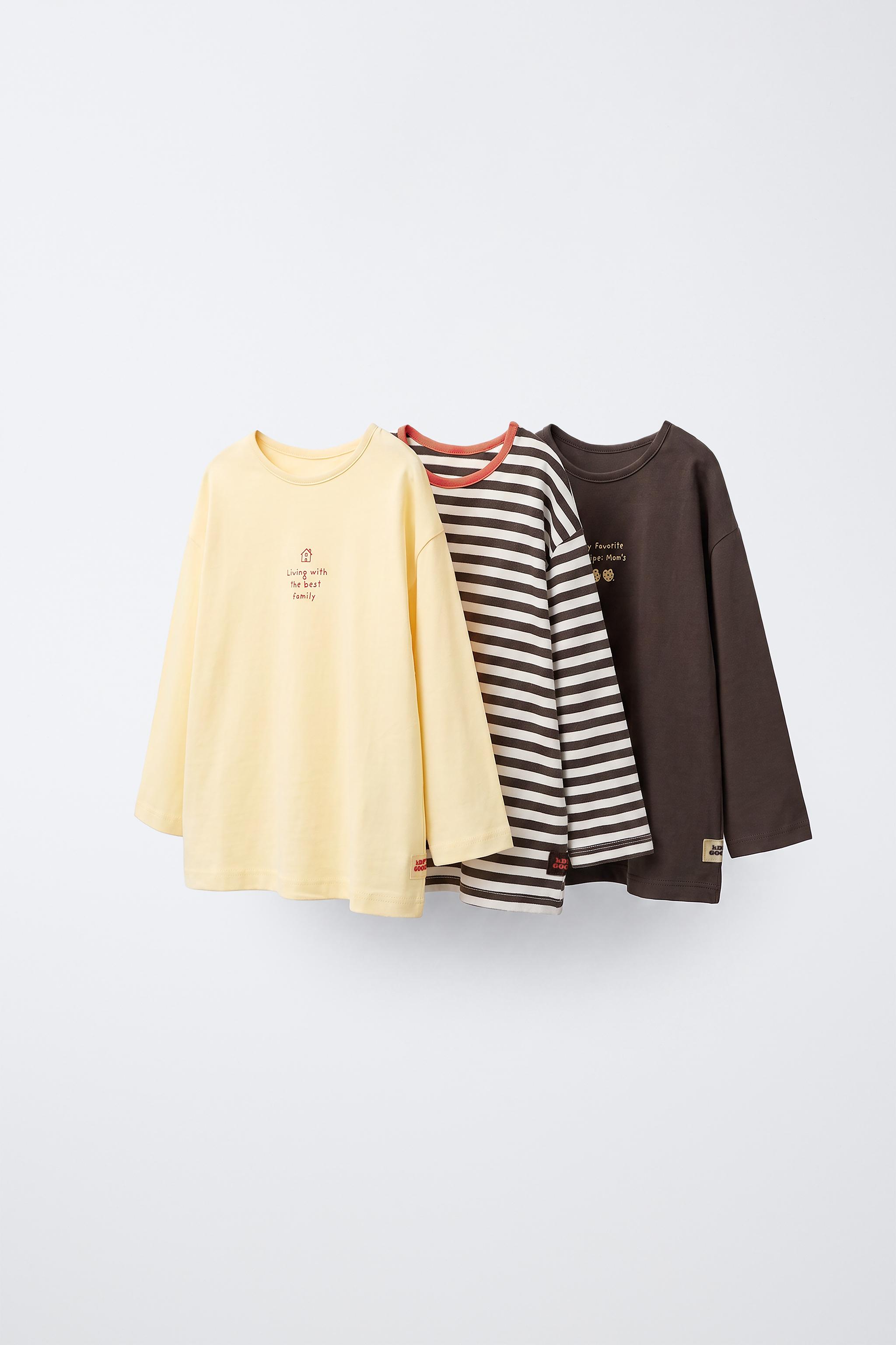 THREE-PACK OF LABEL T-SHIRTS — Brown / White