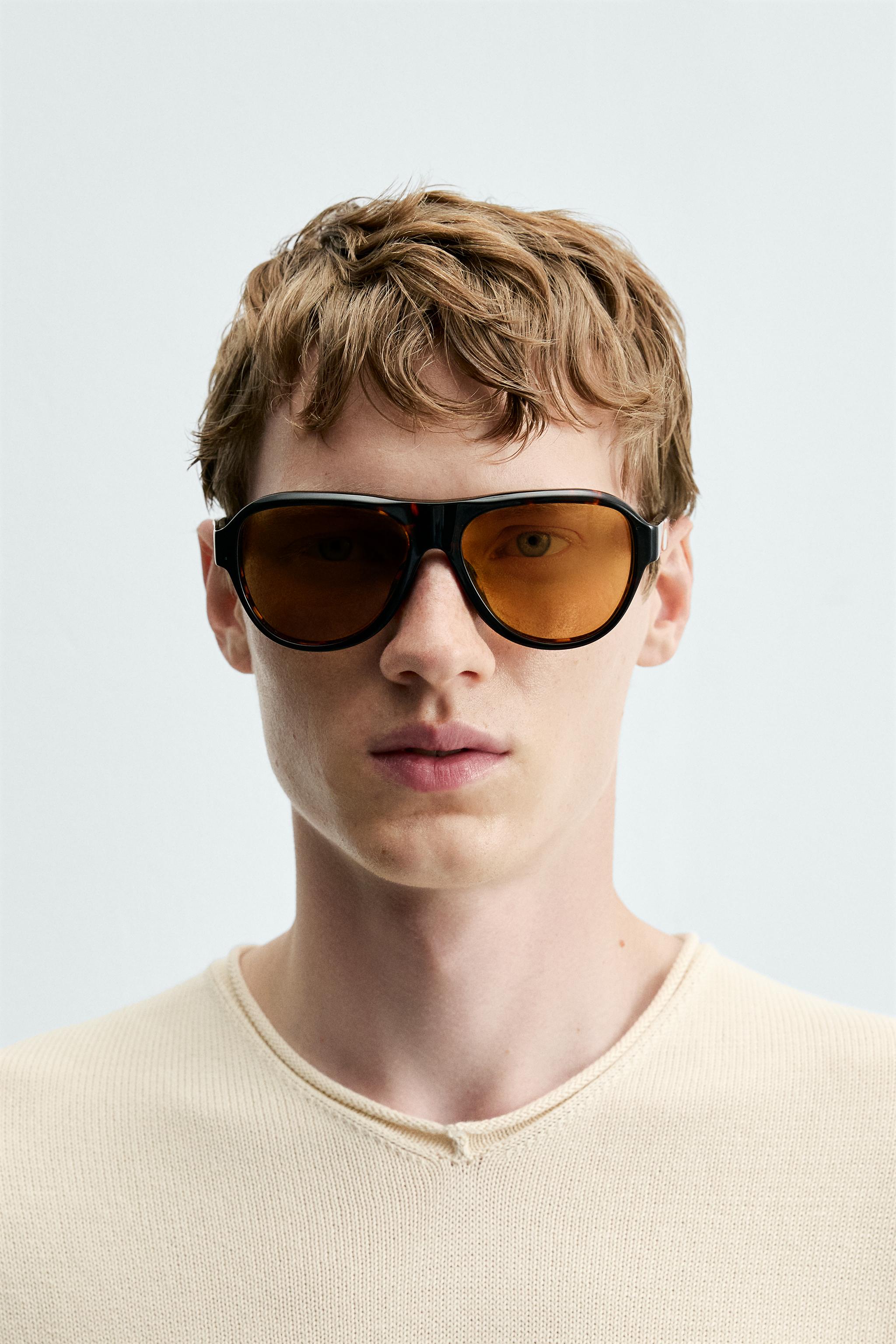 RECTANGULAR SUNGLASSES — Tortoise shell