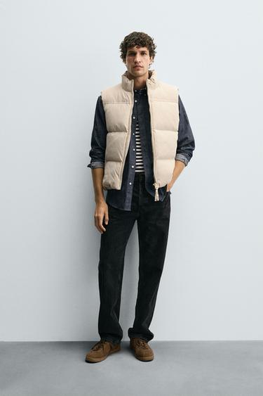 Zara REGULAR FIT PADDED VEST - taupe brown - Image 0