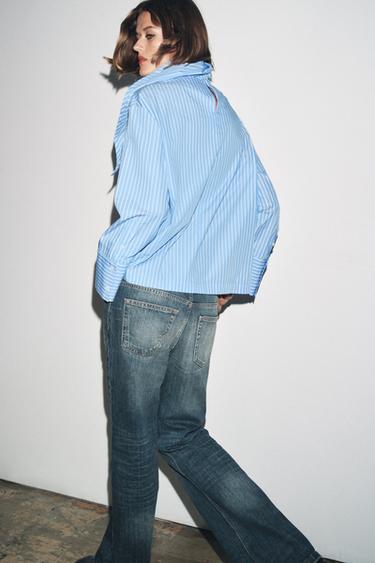 STRIPED SHIRT WITH MULTI-POSITION SCARF ZW COLLECTION - White / Sky blue by Zara - Image 2