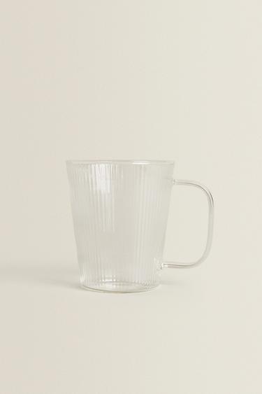 BOROSILICATE GLASS MUG WITH LINES - Transparent by Zara