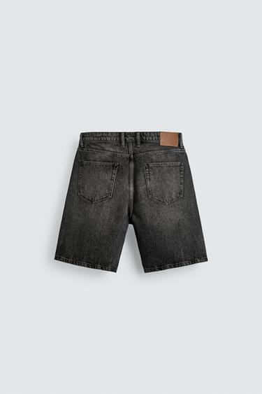 RELAXED FIT DENIM BERMUDA SHORTS - Dark grey by Zara - Image 7