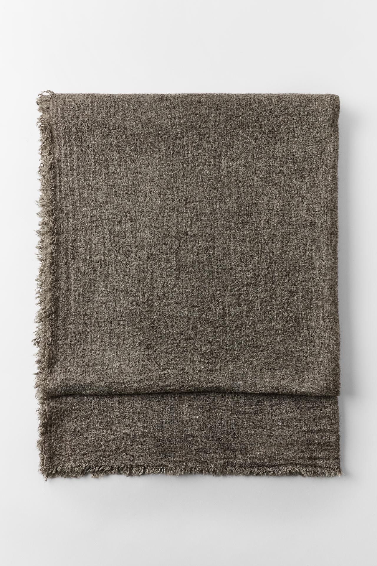 WOOL-BLEND RUSTIC PLAIN SCARF — Brown / Taupe