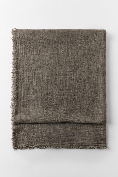 WOOL-BLEND RUSTIC PLAIN SCARF — Brown / Taupe 1