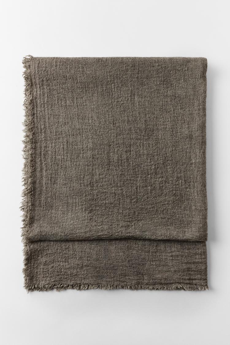 WOOL-BLEND RUSTIC PLAIN SCARF — Brown / Taupe