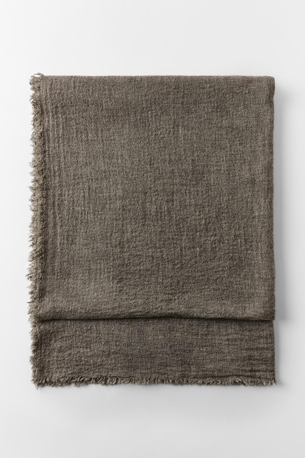 PLAIN RUSTIC WOOL BLEND SCARF