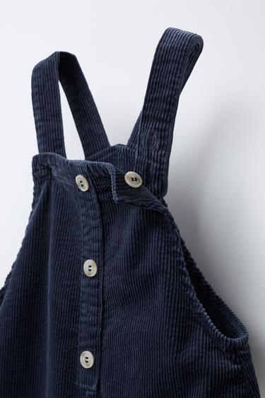 Zara LONG CORDUROY OVERALLS - Mid-blue